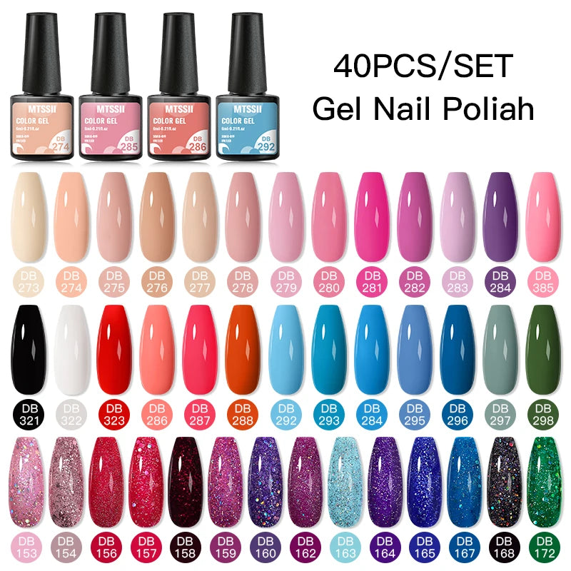 NEW Arrivals 24/40.120PCS Set Colors Gel Nail Polish Set Semi Permanent Hybrid Gel Varnish Set Base Top Coat Soak Off UV LED Nail Gel Kits Manicure Pedicure Accessories Nail Care Tools Sets Cosmetic Supplies