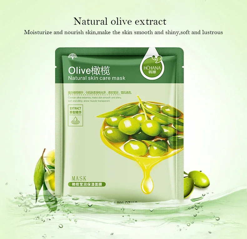 NEW Arrivals 20PCS Set 7 Natural Fruit Patterns Natural Plant Facial Mask Moisturizing Oil Control Anti-Aging Fruit Aloe Korean Hyaluronic Acid Sheets Face Mask Beauty Skin Care Products