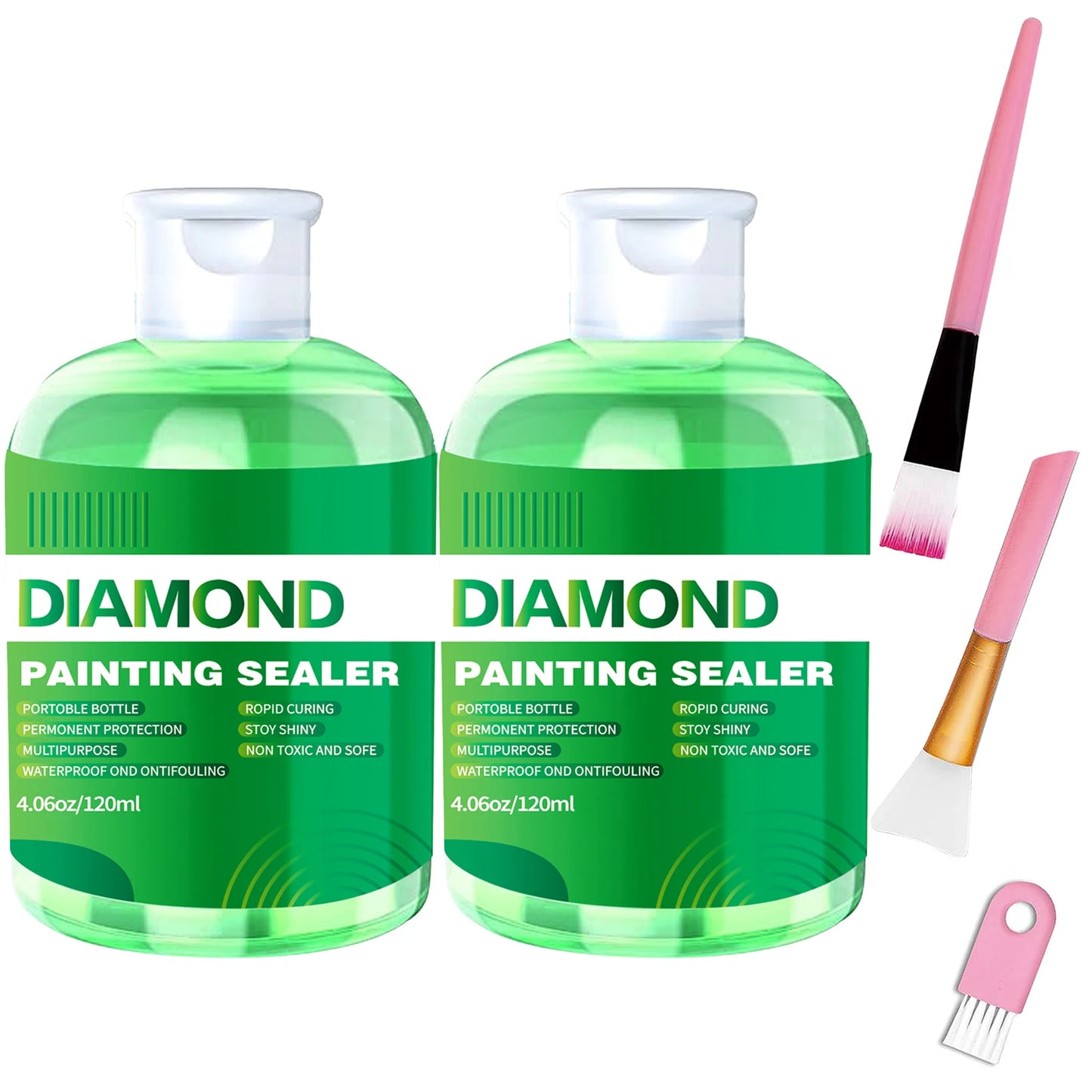 3PCS + Brushes Set Green/Blue/Pink Color Diamond Painting Sealer Kits 120ML/240ML  Diamond Art Sealer Puzzle Glue Diamond Painting Accessories
