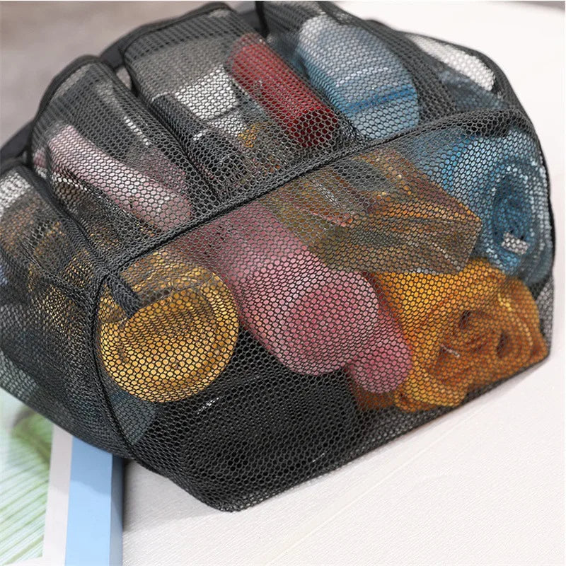 Portable Mesh Shower Caddy Tote Beach Bag Travel Storage Wash Bag Swimming Bath Bag Suitable for Outdoor Camping Quick Dry Tote