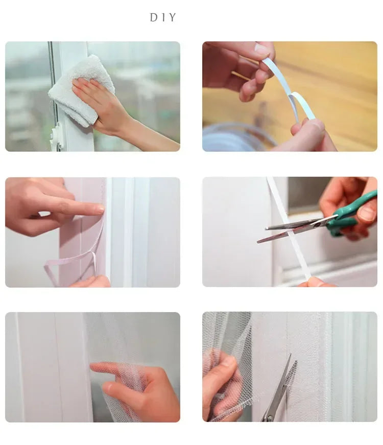 1PC DIY Mosquito Net for Bed Window Home Textile the Mesh Indoor Self-Adhesive Anti-Insect and Fly Screen Curtains Garden Home Office Windows Net