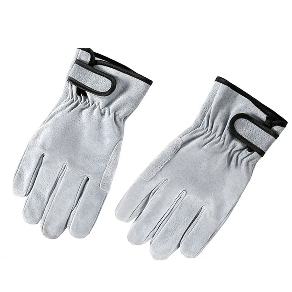 NEW Arrivals Gray Gloves Leather Sports Cycling Multifunction Workers Work Welding Safety Protection Garden Sports Motorcycle Driver Wear-Resistant Wood Cutting
