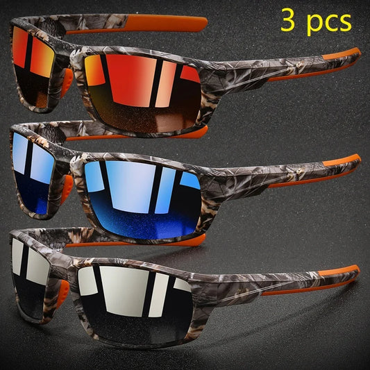 NEW Arrivals 3 PCS Set Fashion Vintage Polarized Sports Sunglasses Men Women Fishing Running Cycling Mountaineering Sun Glasses UV400 Eyewear