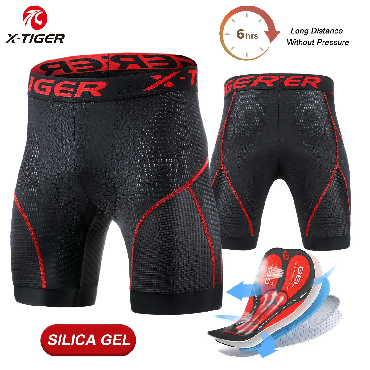 S-3XL Plus Size Cycling Underwear Gel Pad Breathable Non-Slip Men Cycling Shorts Shockproof Bicycle Under Pant MTB Road Bike Riding Shorts Male Sports Apparel Accessories