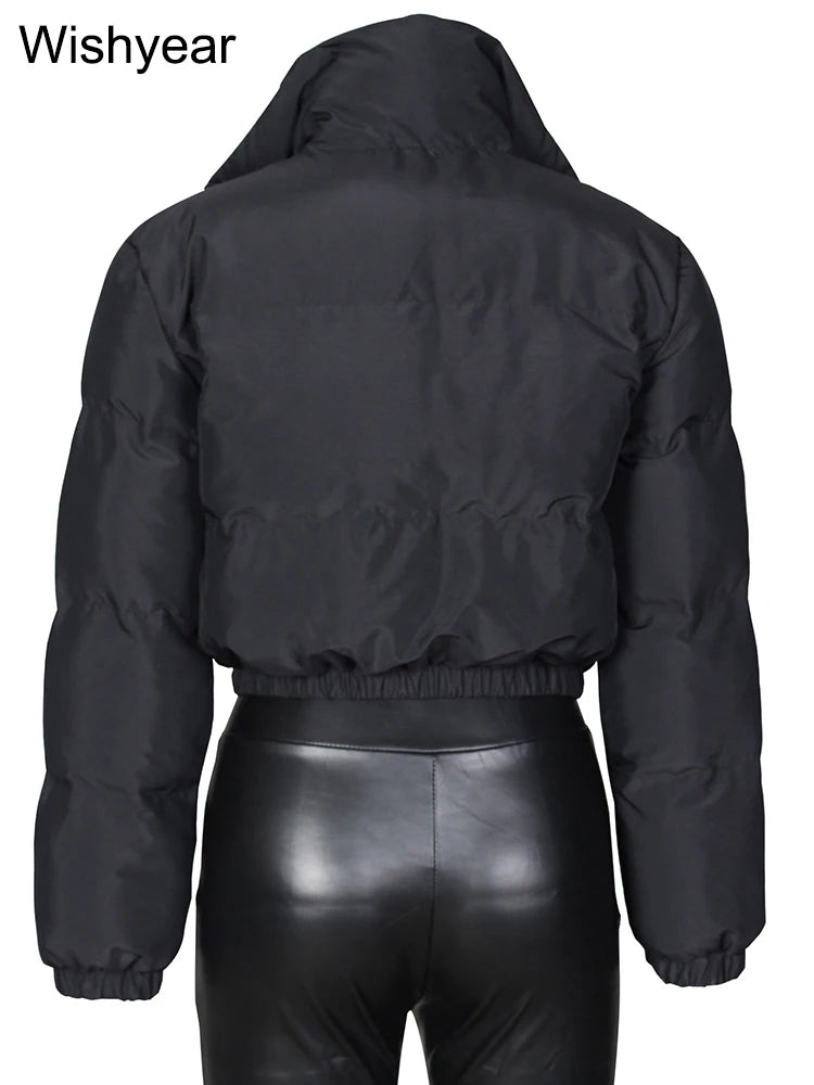 S-2XL UK Plus Size 3 Colors Winter Thick Warm Cotton Down Jacket Women Clothing Gray Zipper Short Puffer Parkas Coats Outwear Female  Crop Tops Streetwear