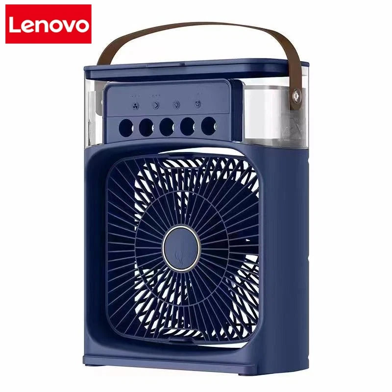 Original LENOVO 3 in1 Fan Air Conditioner Household Medium Whirlwind Turbo Air Cooler Led Night Light Portable 5 Nozzles Humidifier Air Adjustment Water Mist Fan Office Home Fan Air Cooling Supplies.