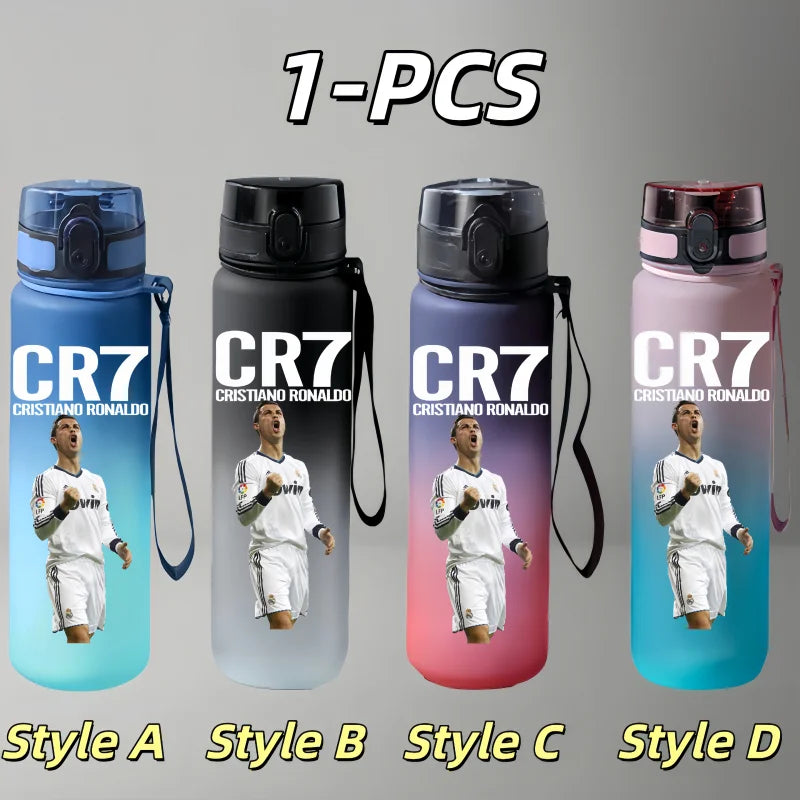 750ml Messi Cristiano Ronaldo Neymar Football Star Character Water Cup Large Capacity Outdoor Portable Leak-Proof Drinking Bottle Boys and Girls Gift Drinking Kettle Sports Accessories