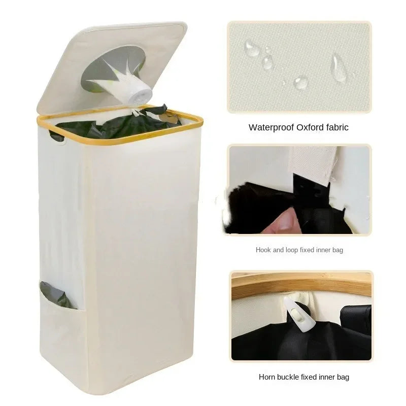 Laundry Hamper Large Capacity 105L Collapsible with Lid And Handle Clothes Basket with Removable Inner Bag Home Organization