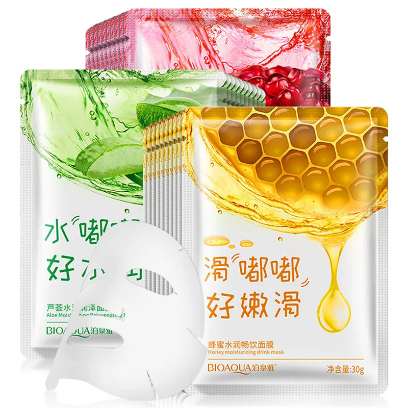 NEW Arrivals 15PCS Korean Set BIOAQUA Fresh Fruit Face Mask Anti Wrinkle Hyaluronic Acid Hydrating Skincare Sheet Masks Women Facial Mask Skin Care Korean Cosmetic Products