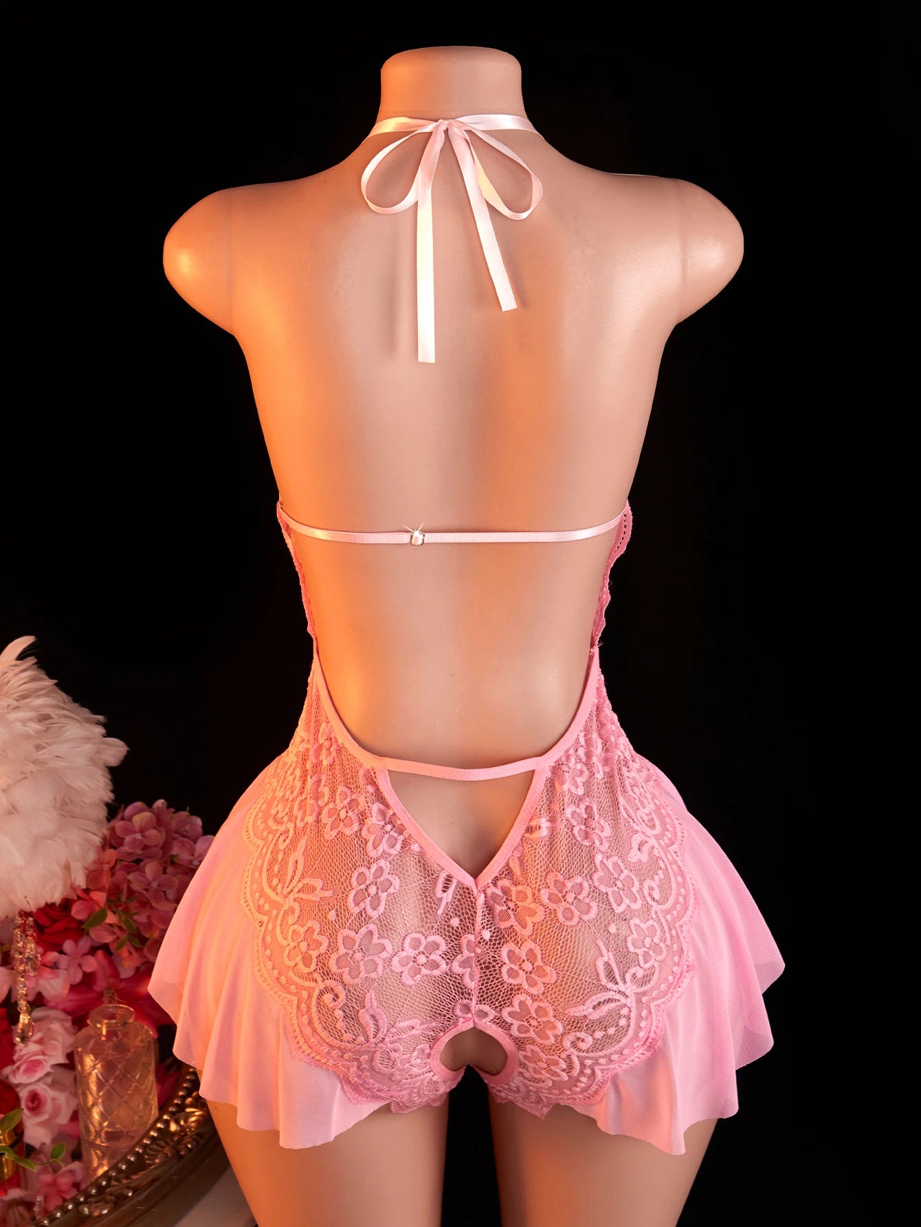 NEW 6 Colors  Sexy Lace Bodysuits Crotchless Deep V Open Teddy Babydoll Sheer Sleepwear Elegant & Seductive Erotic Lingerie For Women