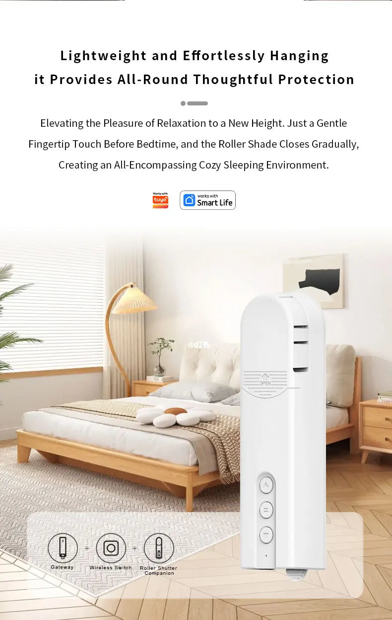 NEW Arrivals Wi-Fi/Zigbee/Bluetooth Smart Robot Curtains Roller Open/Close Pusher Shade Driver ,Solar Panel ,Blinds Motor Power By Battery ,For Alexa Google Home, Easy Install Curtains Drapes Robot Motor.