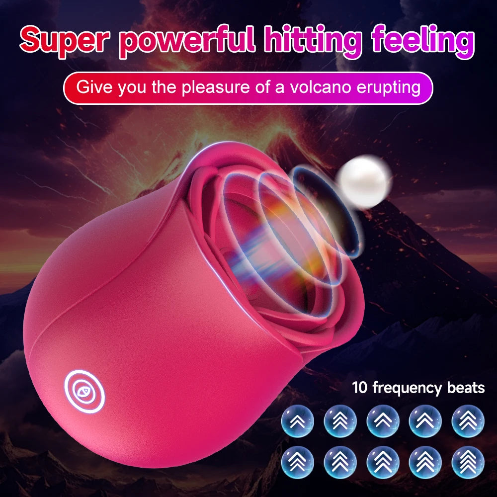 Clitoral Sucking Vibrator with 10 Intense Suction Waterproof Rose Clit Sucker Nipple Stimulator Sex Toys for Women Solo Oral Sex