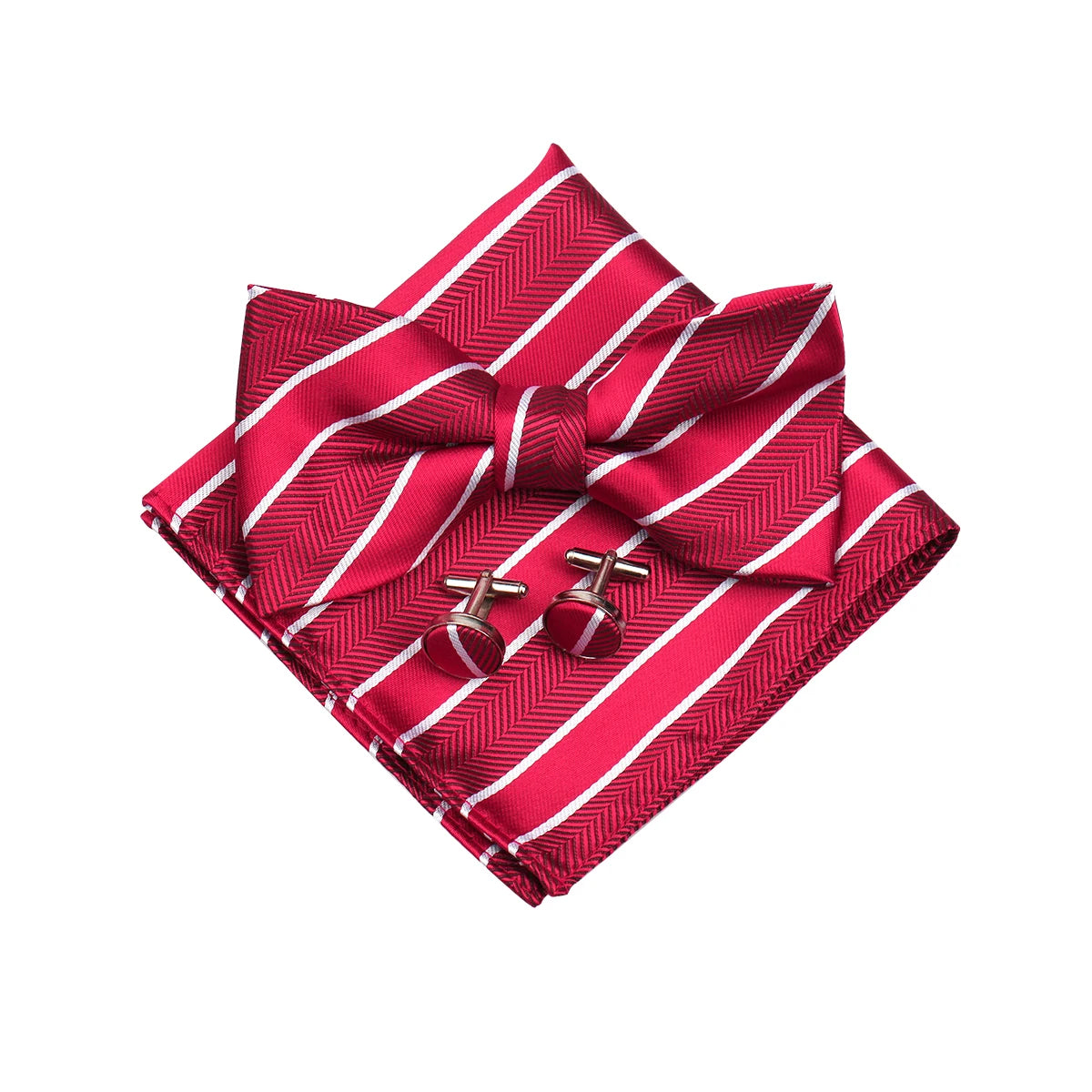 3 PCS Set 55 Colors Luxury Paisley Bowtie Suit Man Bow Tie Pocket Square Cufflinks Wedding Bowknot Accessories Butterfly Neckwear Adjustable Adult Ties