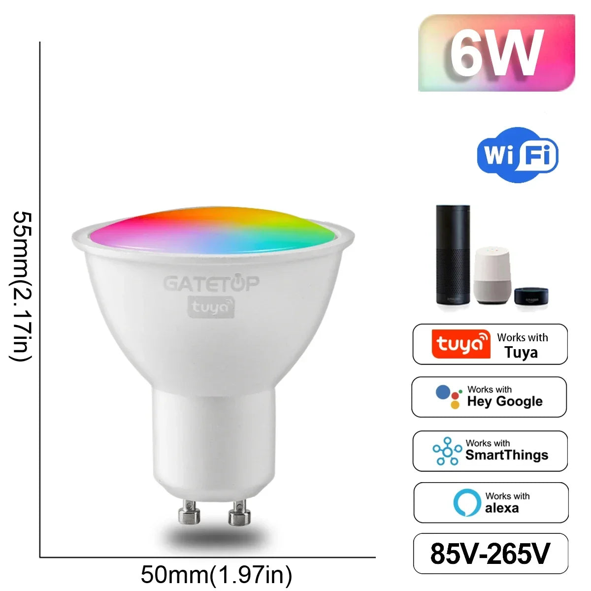 NEW Arrivals Alexa Google RGB Smart LED Bulb Dimmable TUYA  Gu10 C37 A60 T37 E14 E27 B22 Light Wi-Fi Magic Lamp AC 110V 220V Romantic Atmosphere for Living Room Bedroom Party