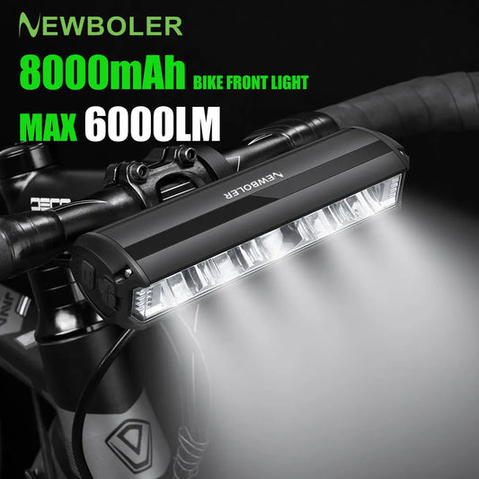 Bicycle Light Front 6000Lumen Bike Light 8000mAh Waterproof Flashlight USB Charging MTB Road Cycling Lamp Accessories