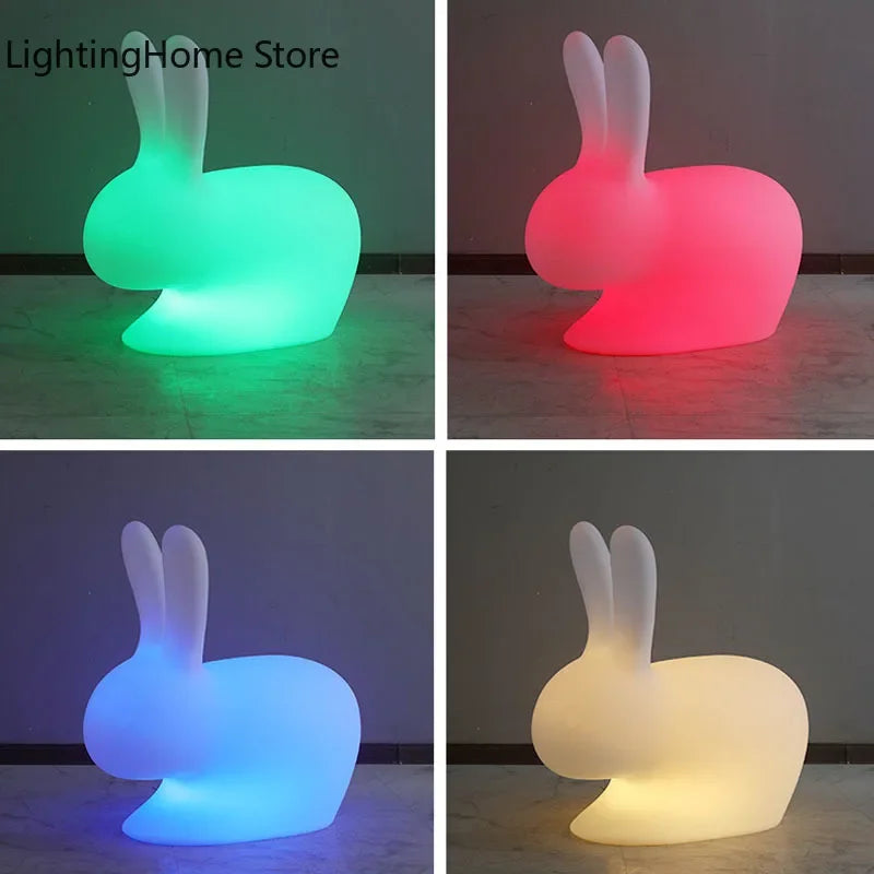 Home Villa Garden Lawn Rabbit Lamp LED Illuminated Remote Control Dimming USB Chargeable Outdoor Light Holiday Gift Indoor Stairway Children's Room Decoration Night Light.