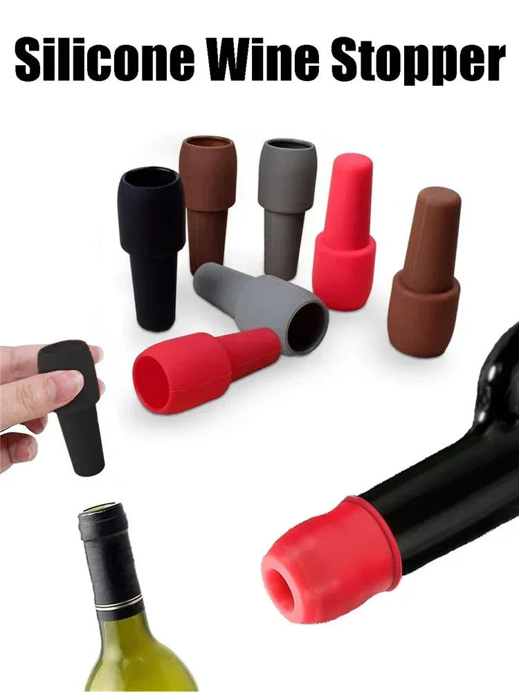 5 PCS Set Silicone Wine Stoppers Flexible Silicone Beverage Bottle Sealer Portable Wine Beer Glass Bottle Sealers Vacuum Keep Fresh Plug Bar Pubs Restaurants Hotels Tools