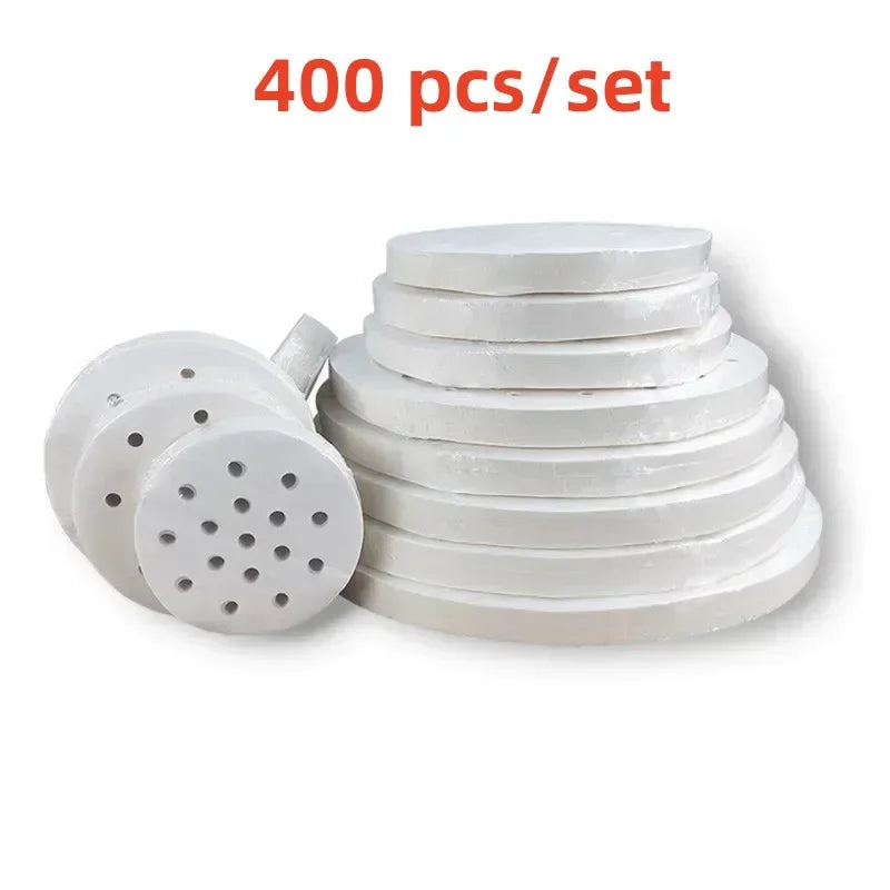 400/500 PCS Set White Round Steam Food Steamer Buns Paper Liners Dim Sum Non-Stick Oven BBQ Grill Paper Hamburger Patty Baking Paper Cooking Tools Kitchen Supplies