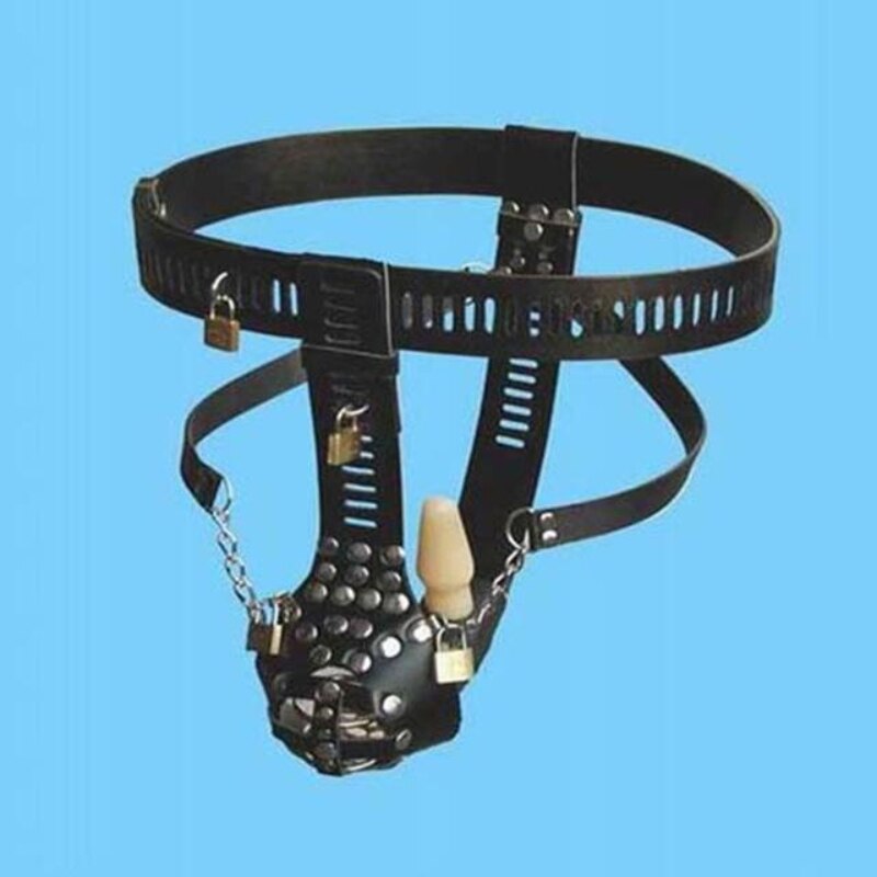 Male Chastity Pants Belt Vibrating Anal Plugs Leather Panties SM Gay Slave Bondage Sissy Fetish Toy Sex Toys For Men Adult Games