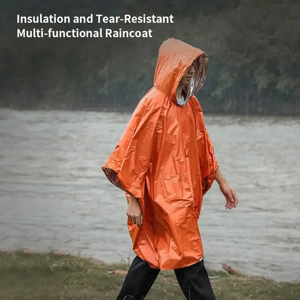 NEW Emergency Raincoat Poncho Waterproof Rainwear Blanket Survival Camping Equipment Cold Insulation Rainwear Camping Equipment