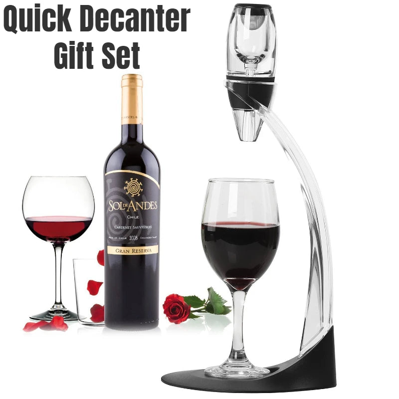 1 Set Professional Magic Red Wine Decanter Pourer with Filter Stand Quick Air Aerator Alcohol Dispenser for Home Office Hotels Bars Pubs Restaurants Dining Bar Essential Set New