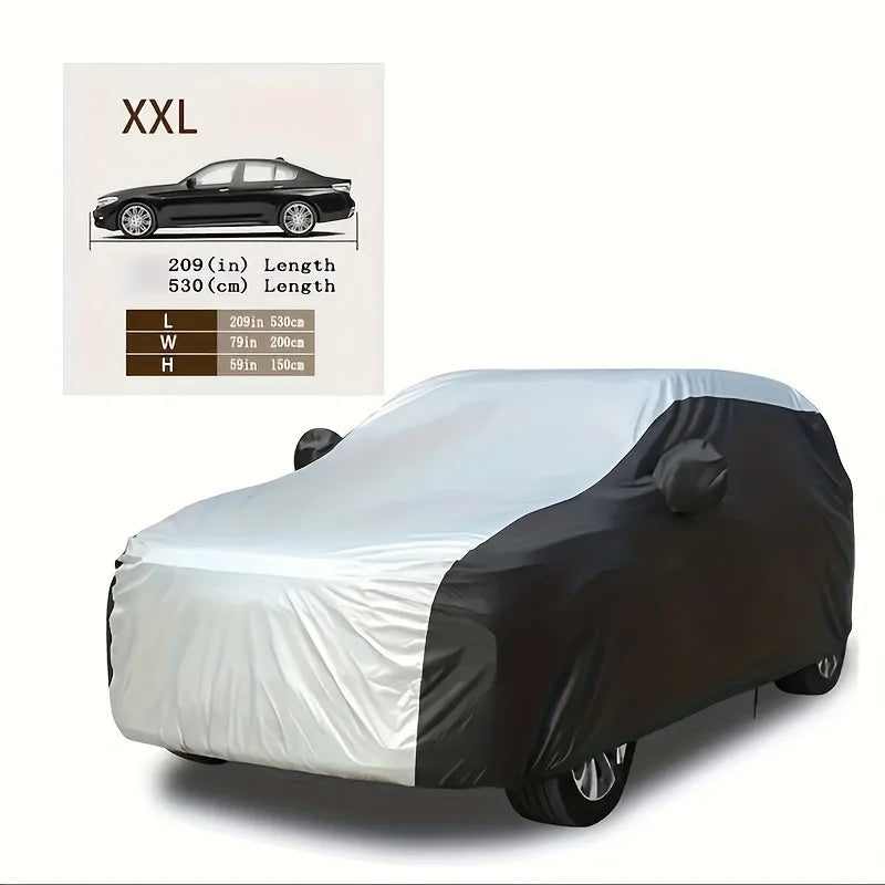 NEW Silver/Black  XL-XXL Size Exterior Car Cover Universal Waterproof Dustproof UV Protection Car Protective Cover for Sedan SUV Full Car Covers