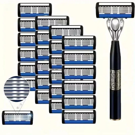 NEW Arrivals 7-Layers 18 Blades Set Manual Men's Razor, Stainless Steel Blades Razor For Men With Precision Trimmer, Metal Razor Holder