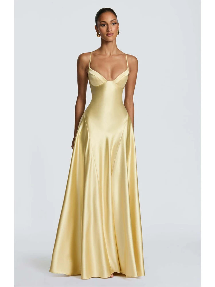 NEW Arrivals 4 Colors Spring/Summer Women Sexy Luxury Green Ruched Elegant Satin Maxi Dress Mermaid One-Shoulder Cutout Slim Fit Flows Lady Evening Party Wedding Guest Business Dinner Outfits