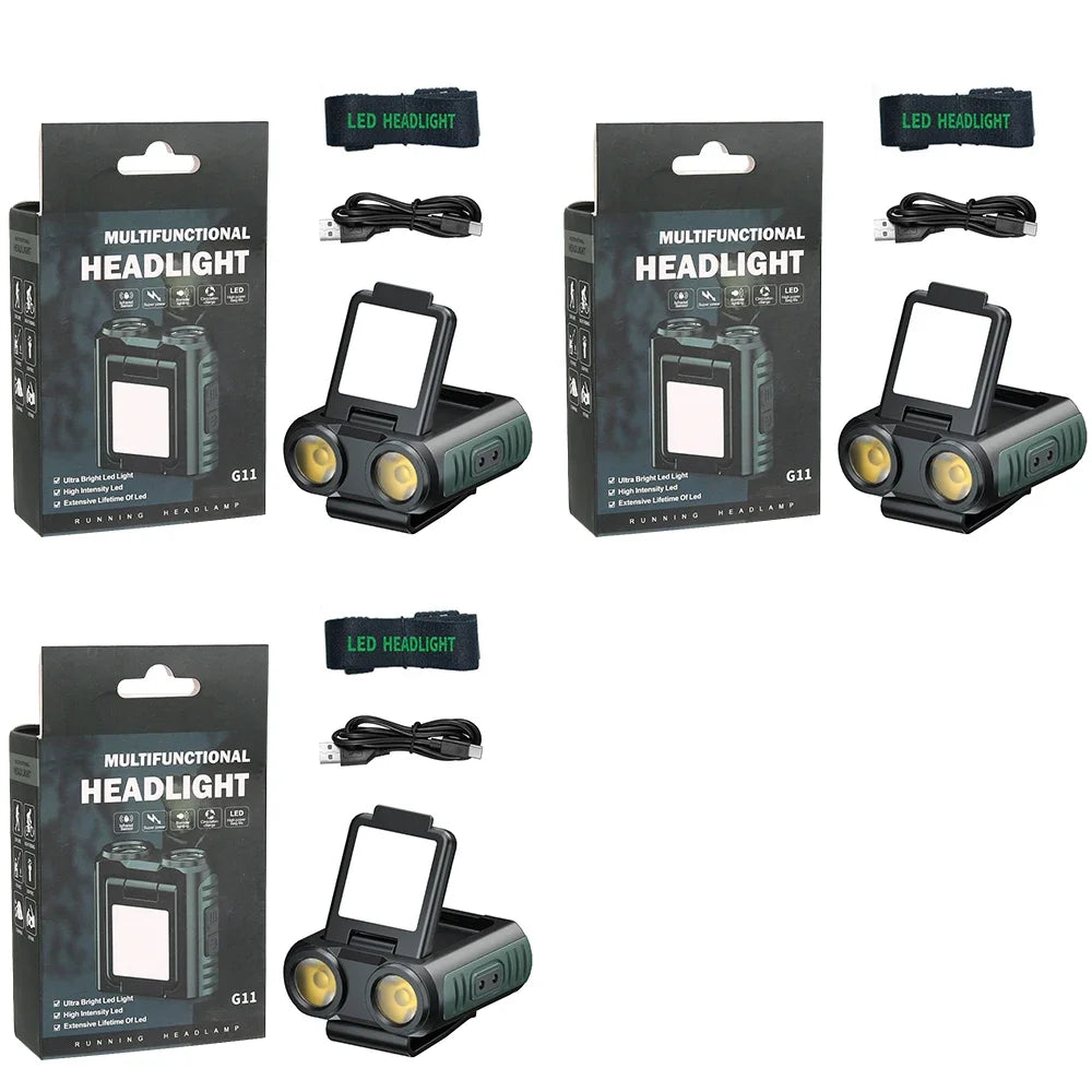 NEW Arrivals 1/3/5PCS Set High Power Rechargeable Led Flashlight Helmet Lamp Long Lasting Rechargeable Lamps For Fishing Supplies Tourism Cap Lights Camping Outdoor Hiking Flashlight