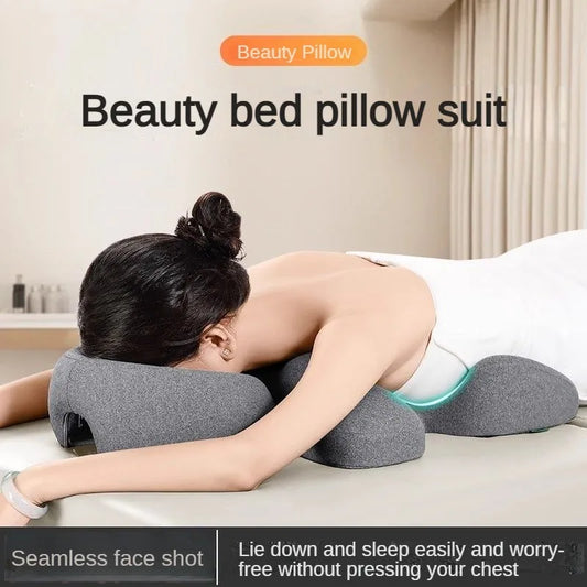 NEW Arrivals 2PCS Set 4 Colors Memory Foam Salon Massage Pillow Universal Face Cradle for Massage SPA Beauty Salon Pad Relax U Shape Face Chest Ribs Pillow Massage Set
