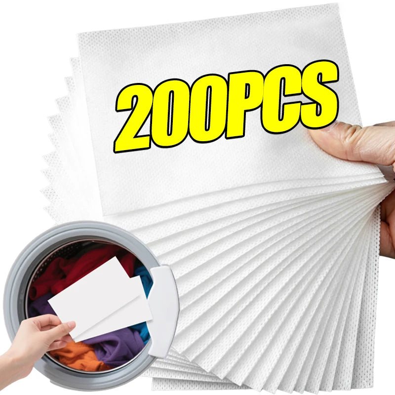 100/200 PCS 48 Bags Set Color Absorbing Catcher Cloth Film Household Machine Wash Nonwovens Anti Cross Dyeing Paper Sheets  Clothes Mixed Washing No Cross Color Tools Laundry Cleaning Accessories