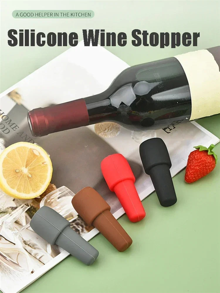 5 PCS Set Silicone Wine Stoppers Flexible Silicone Beverage Bottle Sealer Portable Wine Beer Glass Bottle Sealers Vacuum Keep Fresh Plug Bar Pubs Restaurants Hotels Tools