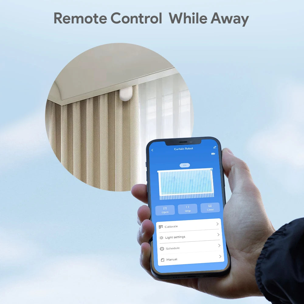 Robot Curtain Motor with Hooks Bluetooth/Zigbee APP Control Smart Device Drapes Curtain Pusher Robot TUYA Rail Curtain Robot Support Voice Control Home Smart Life Devices