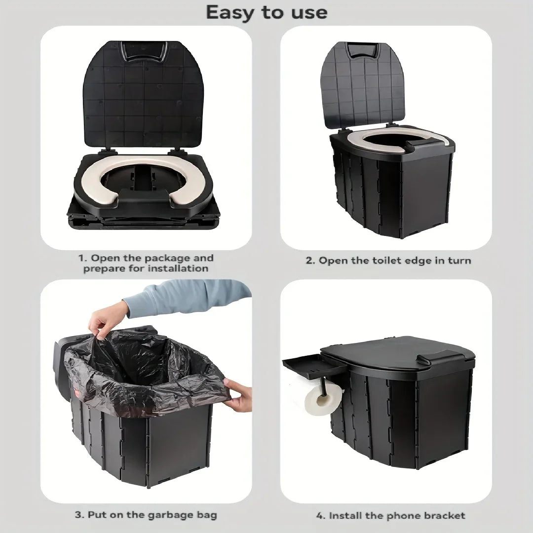 Folding Toilet Outdoor Camping Portable Collapsible Anti-Odor Storage Box Car Toilet Adult Travel Emergency Toilet