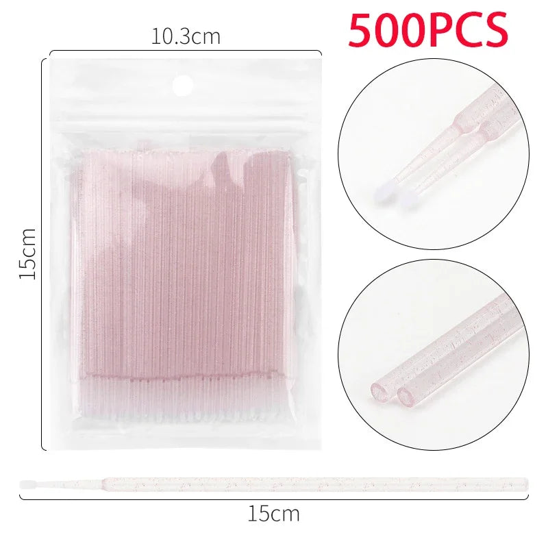 500/1000PCS 4 Colors Eyelash Wool Fiber Cleaning Brush Highly Colorful Crystal Brush Eyelash Micro Brush Beauty Makeup Clean Remover Tool Women Cosmetic Accessories