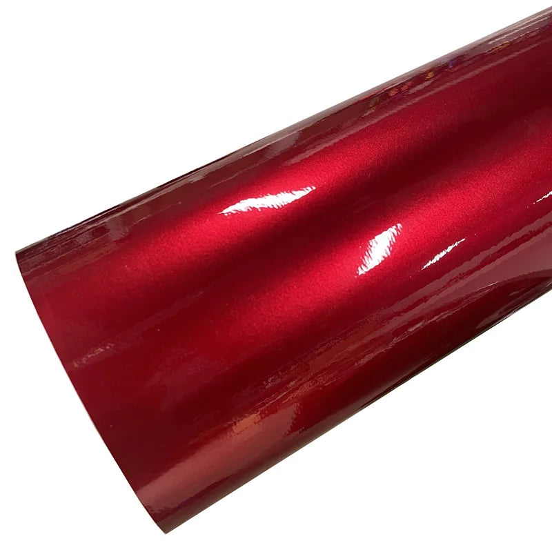Cars Vehicle and Motorcycle Premium Candy Metallic Gloss Paint Tape Color Tuning Metal Red Glossy Vinyl Wrap Adhesive Film Decal Car Wrapping Foil with Air Release Bubble Car Accessories