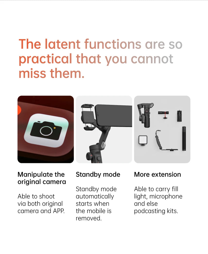 3-Axis Handheld Gimbal Stabilizer Smart XE for Smartphone for iPhone Android AI Face Tracking TikTok Vlog Live Streaming