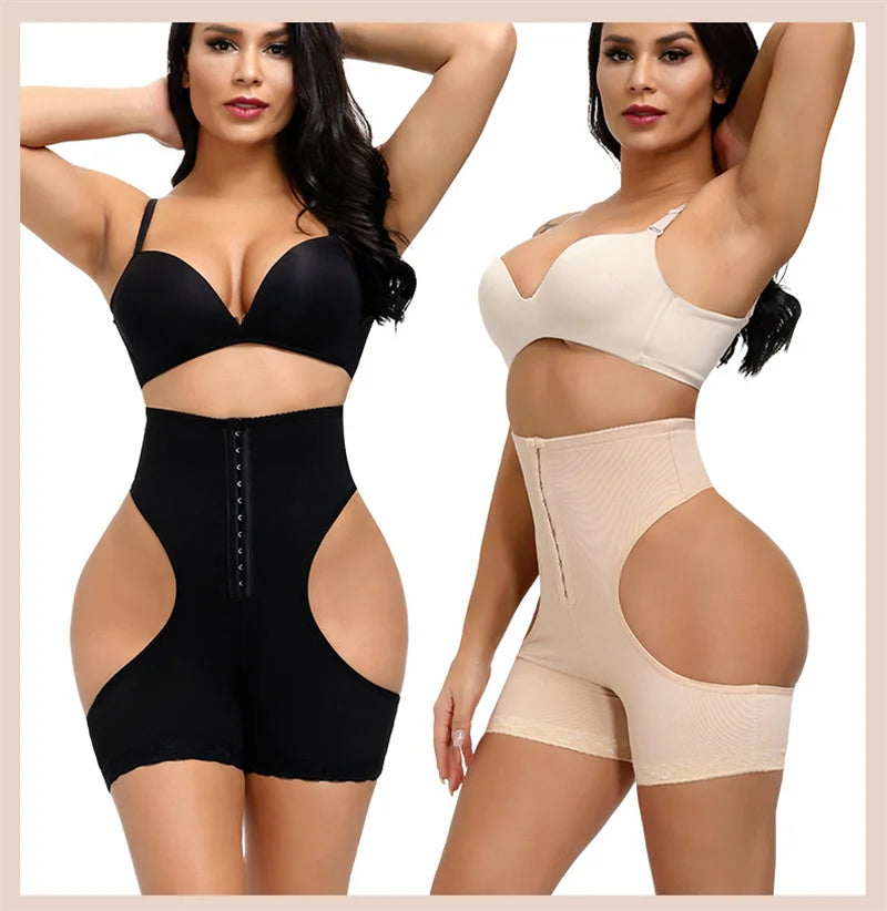 S-6XL Plus Size Women's Butt Lift Shaper Beige/Black Color Panties Hollow Out Tummy Control Hook Underwear Booty Enhancer Push Up Shapewear Ladies Underwear Apparel Accessories