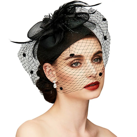 10 Colors Birdcage Bride Veil Wedding Evening Tea Cocktail Party Sunday Church Funeral Flowers Feather Mesh Veil Face Cover Headwear Royal Ascot Horses Race Top Caps Ladies Apparel Accessories