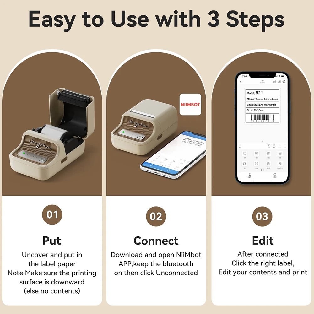 Mini Portable Thermal Printer Self-adhesive Label Printer For Stickers  B21 B1 Label Maker Printer Without Ink