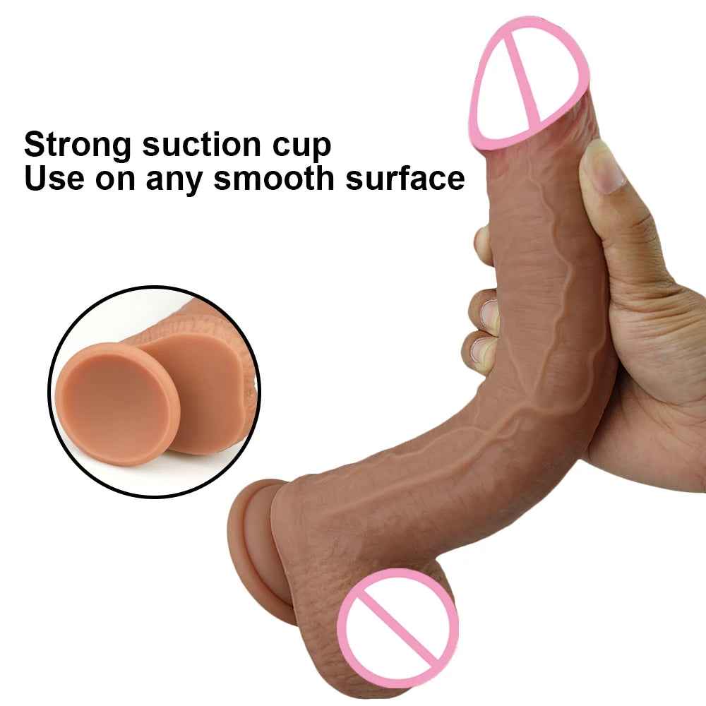 S/L Realistic Dildo Cheap Anal Sex Toys Soft Skin Penis Long Huge Adults Dick Strapon Suction Cup For Female Vagina Masturbator