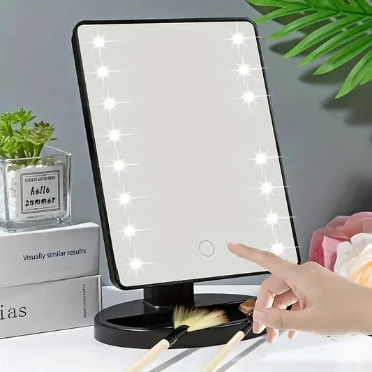 Lighted Makeup Mirror Use Battery And USB Rechargeable Dual-use 16LED Beauty Mirror Portable Touch Screen Dimming Vanity Mirror