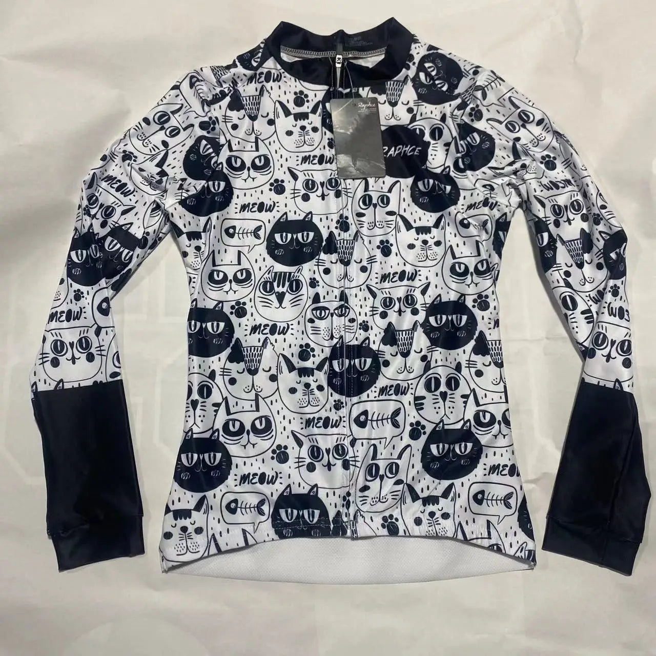 NEW Arrivals S-3XL Plus Size Long-Sleeved Road Bike Cat Pattern Cycling Jersey + Leggings  Summer Quick-Drying Breathable Slim Cycling Long-Sleeved Cycling Jersey Women Sports Apparel Supplies