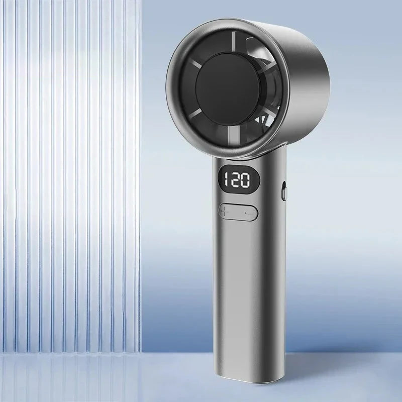NEW 120 Speeds Mini Handheld Fan Mute Handheld Fan 4 Speeds Adjustment Air Calculating Fan With Power Display Portable Handheld Fan