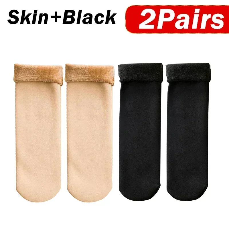 5 Pairs Black Set New Women Winter Thicken Warm Short Socks Thermal Cashmere Wool Socks Nylon Snow Velvet Boots Home Floor Calces