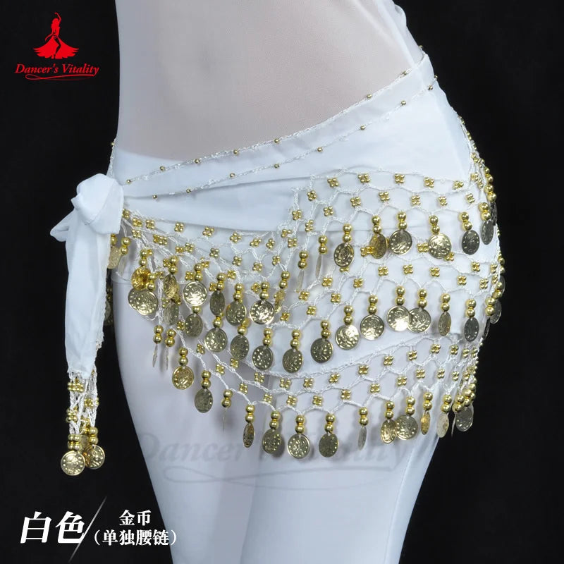 NEW Arrivals Belly Dance Belt for Women Chiffon Gold Coins Oriental Dancing Wear Accessories Girl's Chiffon Silver Coins Belly Dance Hip Scarf