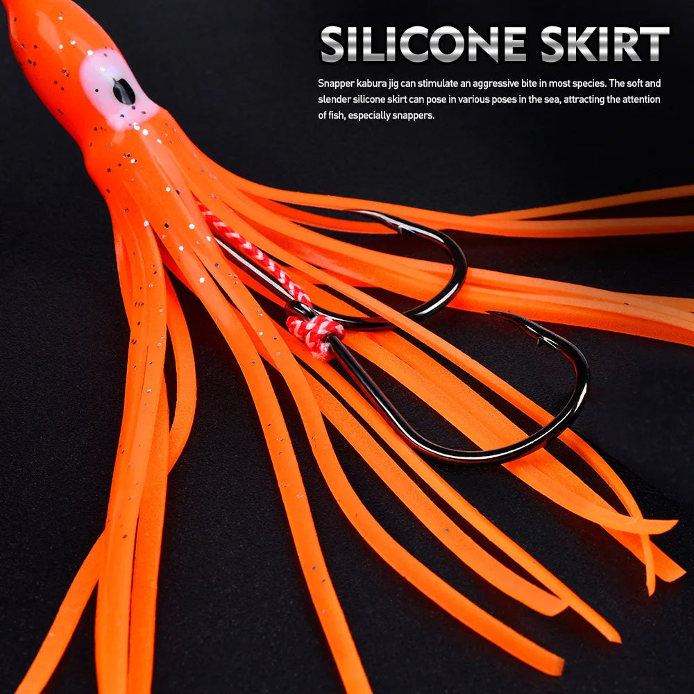 NEW  150g 180g 200g  Jig Bottom Ship Lures Metal Jig Octopus Skirt With Assist Hook Squid Bait Fish Bait Lake Sea Fishing Accessories