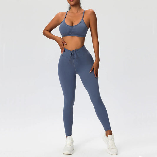 NEW Arrivals 2PCS Set Yoga Set Workout Outfits for Women Tracksuit Sport Bra High Waist Yoga Leggings Set Fitness Gym Clothing Sportswear Female Sports Apparel Supplies