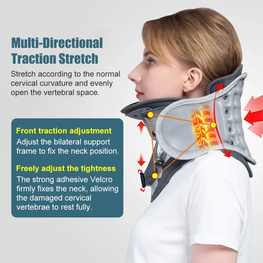 NEW Adjustable Inflatable Cervical Neck Traction Stretcher Collar Stretching Correction Neck Protection Brace Support with Air Pump Health Care Accessories