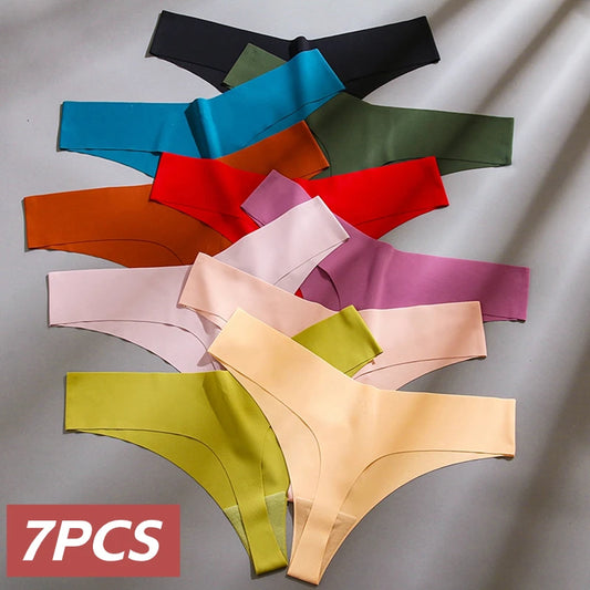 7 PCS Set  Sexy Lingerie Women's Seamless Panties Silk Female Underwear for Women Elasticity Thongs Brazilian Secret G-String Porn Tanga Girls Female Sexy Lingerie Fashion Clothing Sets Products